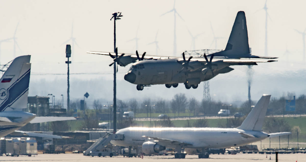 FILE - In this March 25, 2020, file photo, an Italian Air Force plane carrying two patients fro ...