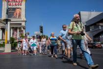 Tourists walk the Las Vegas Strip on Thursday, Sept. 22, 2016, in Las Vegas. Benjamin Hager/Las ...