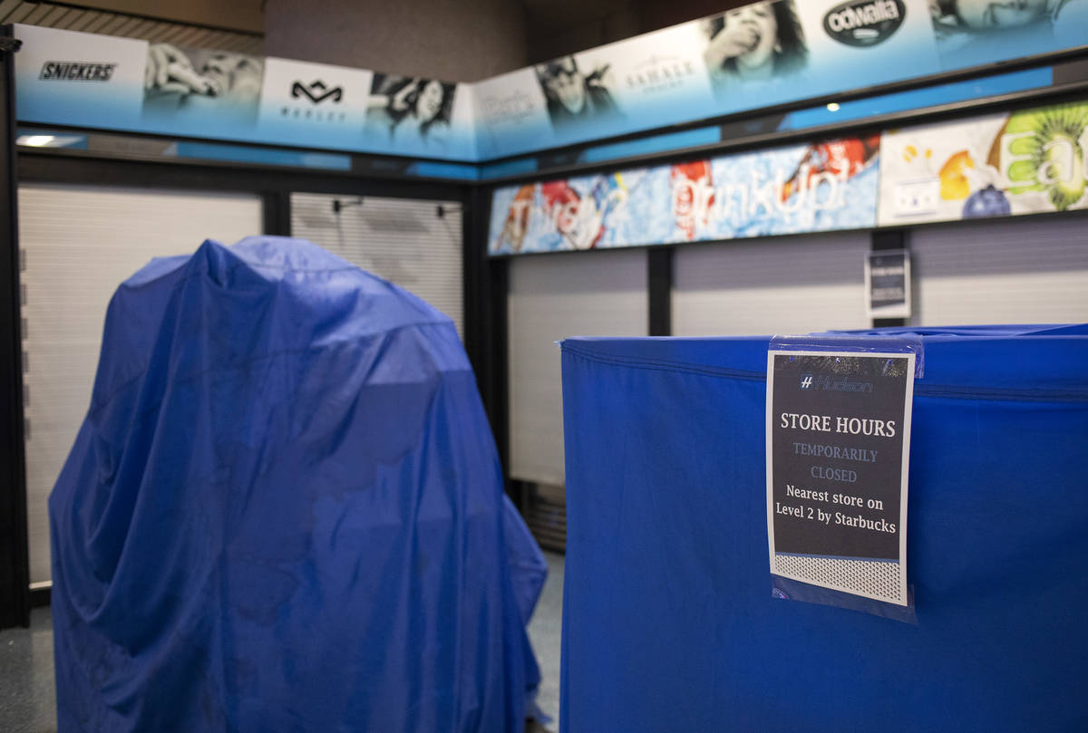 A convenience store is closed in baggage claim in Terminal 1 at McCarran International Airport ...