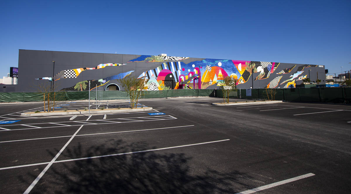 A view of a mural by Eric Vozzola at Area15 in Las Vegas on Thursday, April 2, 2020. (Chase Ste ...