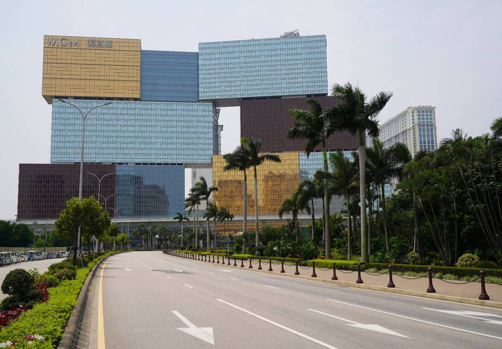 An empty roadway near MGM Grand Macao on April 10, 2020. (Inside Asian Gaming)
