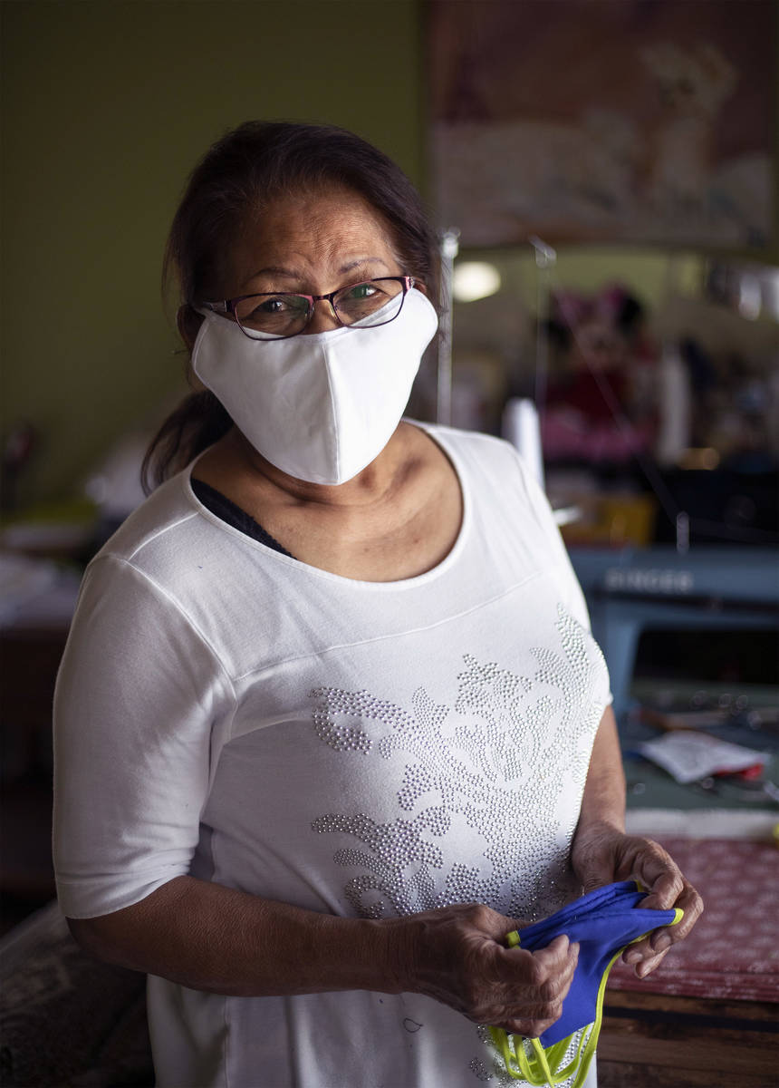 Alia Berry, a Las Vegan who is sewing masks everyday and donating them to protect people from C ...