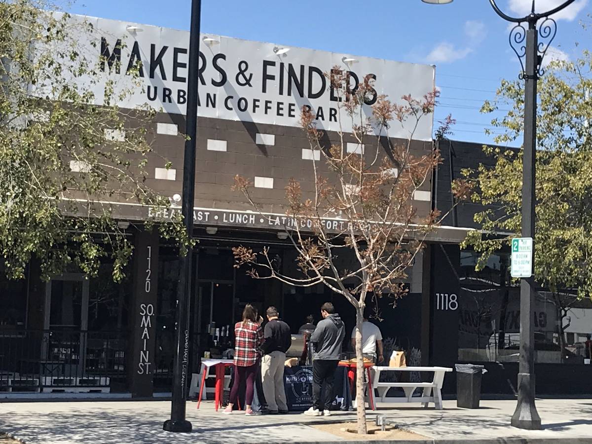 Makers & Finders coffee bar on South Main Street in Las Vegas was open for business Saturda ...