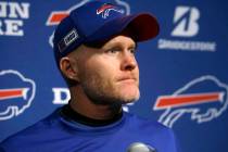 FILE - In this Dec. 21, 2019, file photo, Buffalo Bills head coach Sean McDermott speaks to the ...