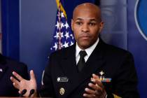 U.S. Surgeon General Jerome Adams speaks about the coronavirus in the James Brady Press Briefin ...