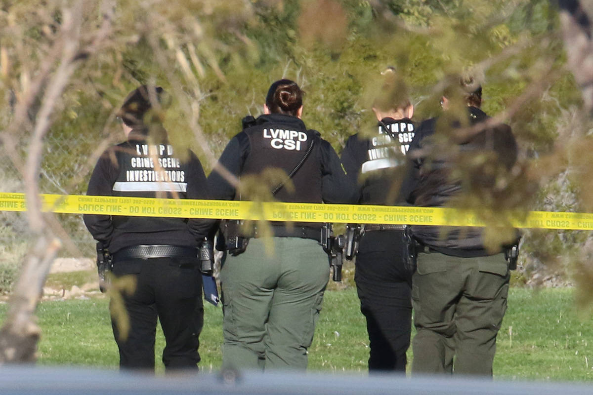 Las Vegas homicide detectives were investigating a report of a body at Silverado Ranch Park on ...
