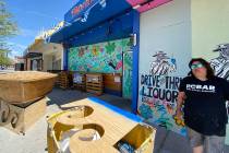 Geneva Marquez, art project director for Davy's at ReBar in downtown Las Vegas, preps for the o ...