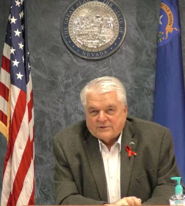A screenshot of Gov. Steve Sisolak during his YouTube COVID-19 update Monday, April 6, 2020. Th ...