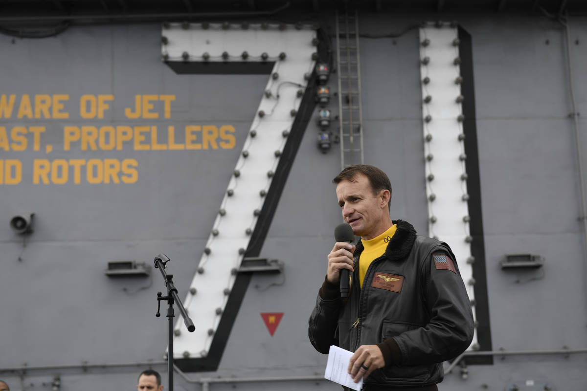U.S. Navy Capt. Brett Crozier, commanding officer of the aircraft carrier USS Theodore Roosevel ...