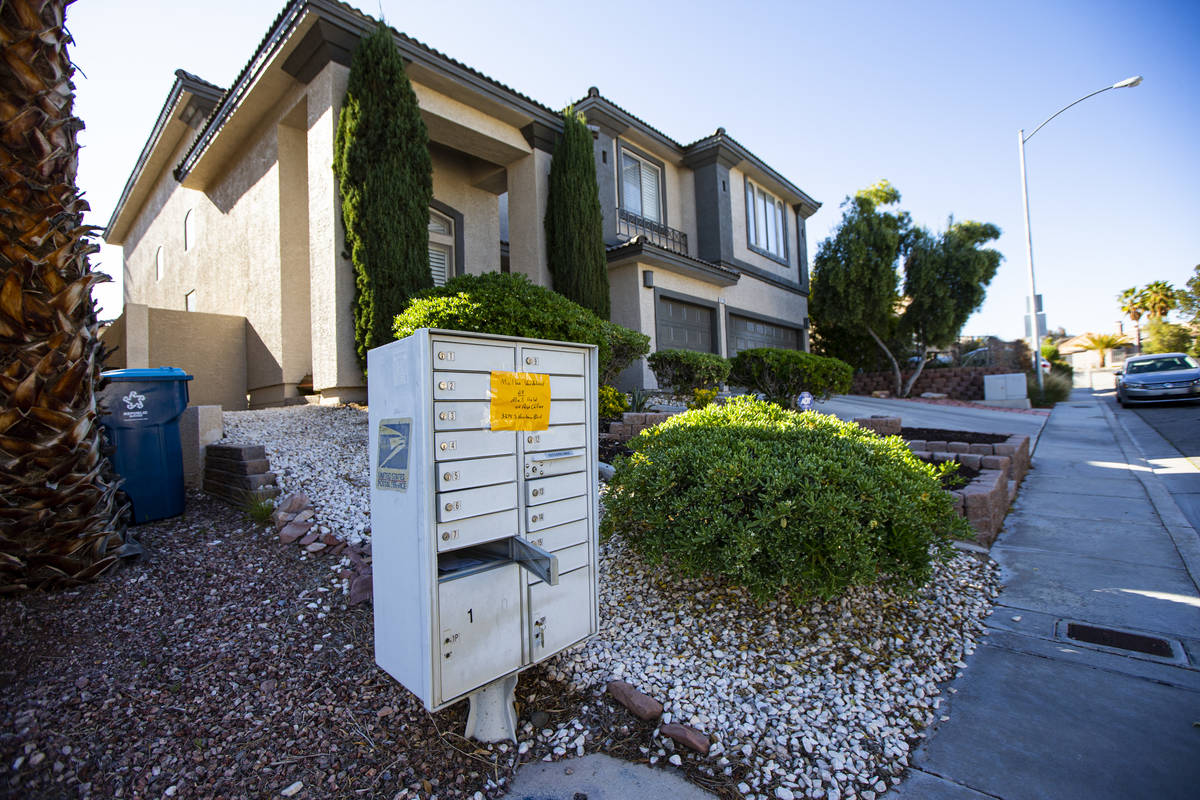 A vandalized mailbox near Twain Avenue and Fort Apache Road in Las Vegas on Tuesday, April 7, 2 ...