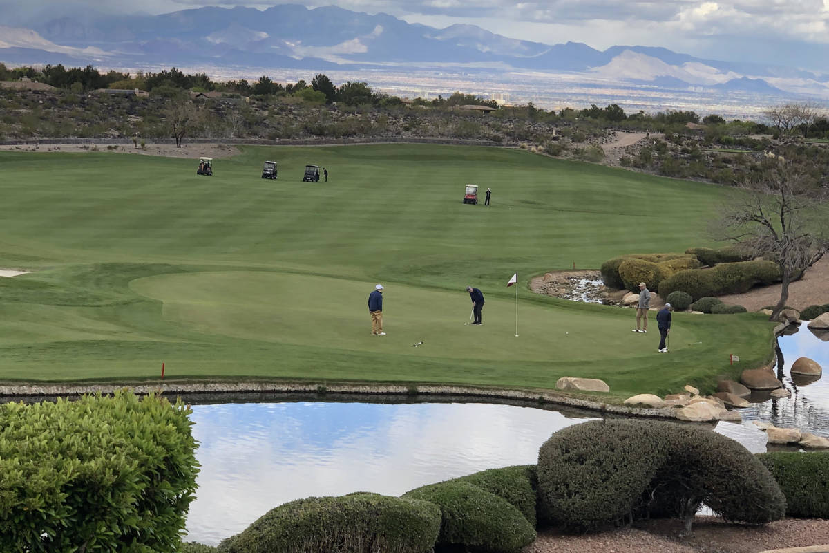 Members golf at Anthem Country Club on Thursday, April 9, 2020 -- one day after Gov. Steve Siso ...