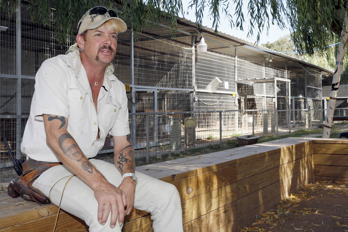 oseph Maldonado answers a question during an interview at the zoo he runs in Wynnewood, Okla., ...