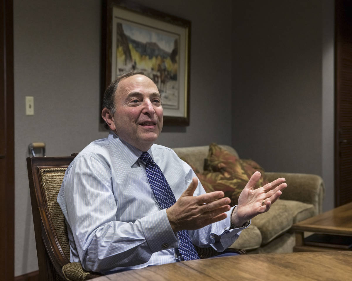 NHL commissioner Gary Bettman answers questions from the media on Tuesday, Nov. 22, 2016, in La ...