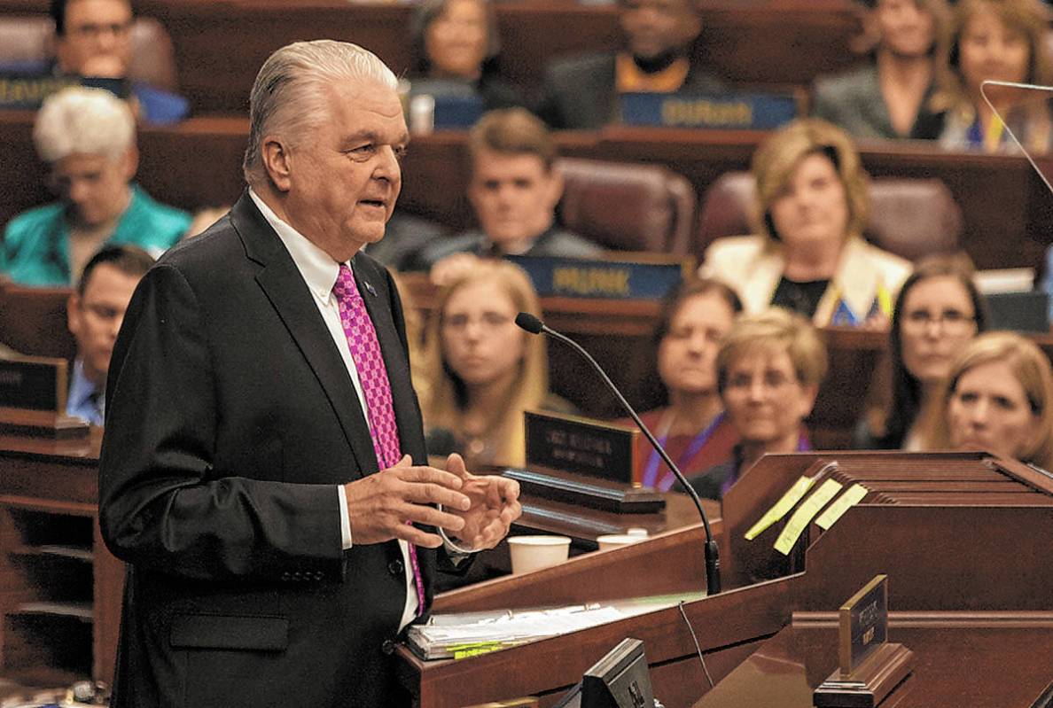 Nevada Governor Steve Sisolak delivers his first State of the State address from the Assembly C ...