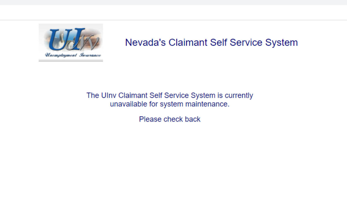 A screen shot taken of the Nevada unemployment website on Tuesday, April 14, 2020.