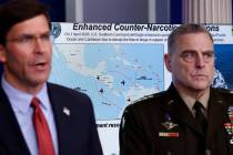 Defense Secretary Mark Esper speaks about the coronavirus and illegal drugs in the James Brady ...