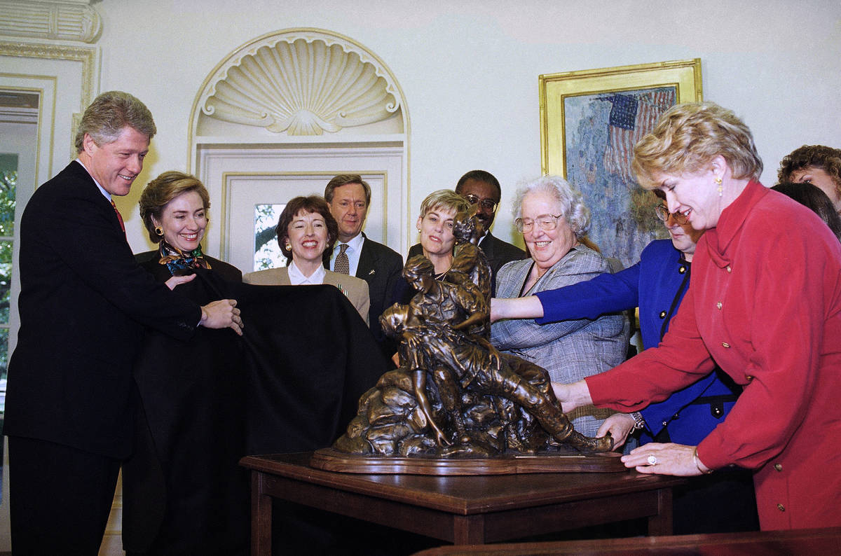 FILE - In this Nov. 10, 1993, file photo, President Bill Clinton and first lady Hillary Rodham ...