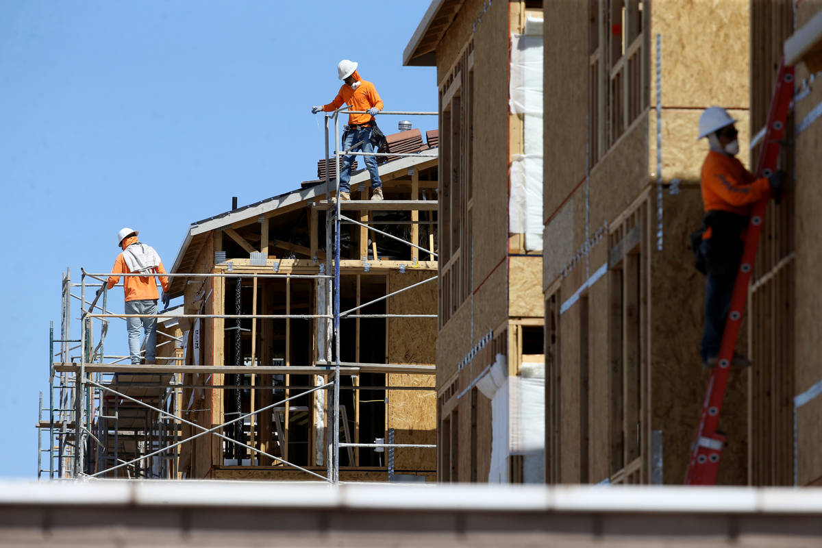 Homes under construction in the master-planned community of Cadence in Henderson Thursday, Apri ...