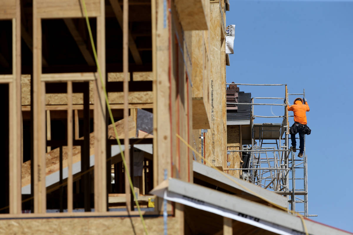 Homes under construction in the master-planned community of Cadence in Henderson Thursday, Apri ...