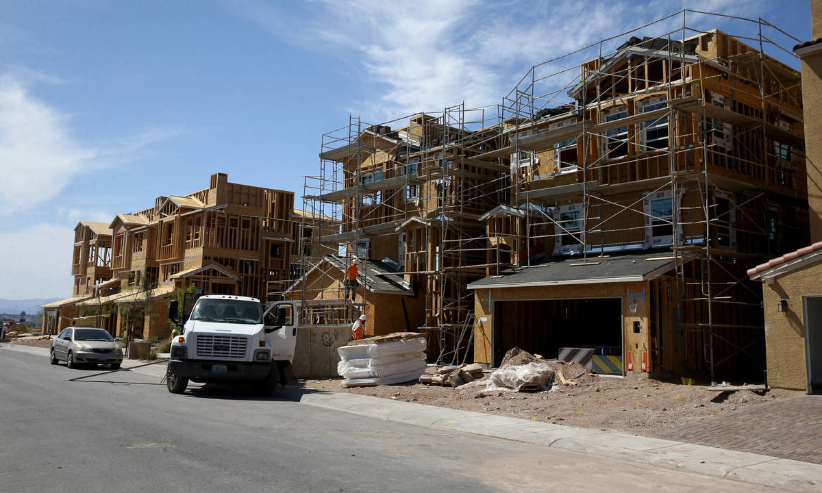 Homes under construction in the master-planned community of Cadence in Henderson Thursday, Apri ...