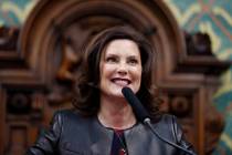 Michigan Gov. Gretchen Whitmer delivers her State of the State address to a joint session of th ...