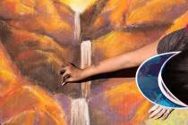 Gabby Antonio works on her chalk art in part of Chalk and Cheers at Skye Canyon Park in Las Veg ...