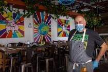 Vegenation owner Donald Lemperle outside at their curbside pickup in Downtown Las Vegas on Mond ...