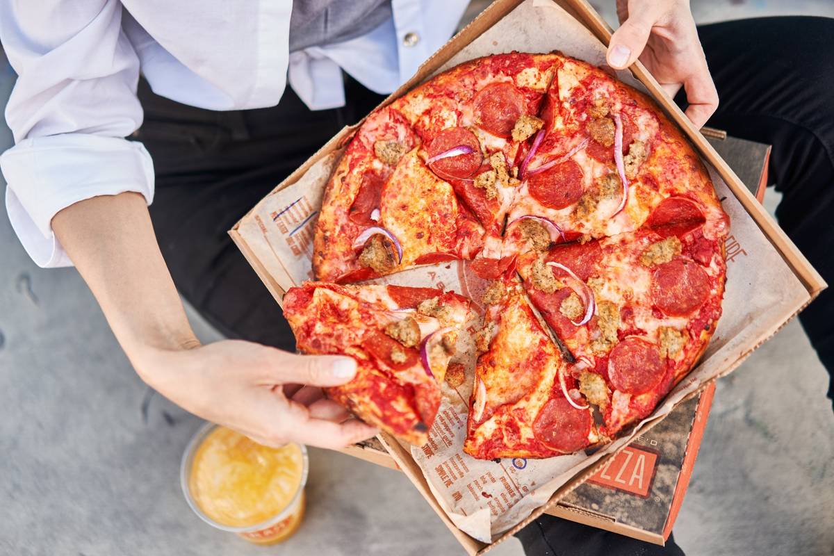 Blaze Pizza’s Signature Meat Eater on HighRise Dough. (Blaze Pizza