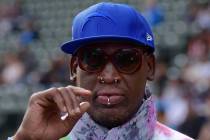 In this Dec. 9, 2018, file photo, former NBA basketball player Dennis Rodman attends an NFL foo ...