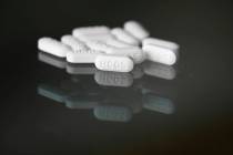 This Monday, April 6, 2020 file photo shows an arrangement of hydroxychloroquine pills in Las V ...