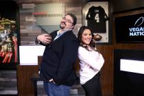 Vegas Nation team members Adam Hill and Cassie Soto in the Las Vegas Review-Journal TV studio i ...