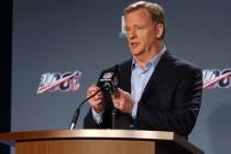 NFL Commissioner Roger Goodell speaks to media during his Super Bowl LIV news conference at the ...
