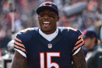 Chicago Bears wide receiver Brandon Marshall in a 2014 game against the Miami Dolphins at Soldi ...