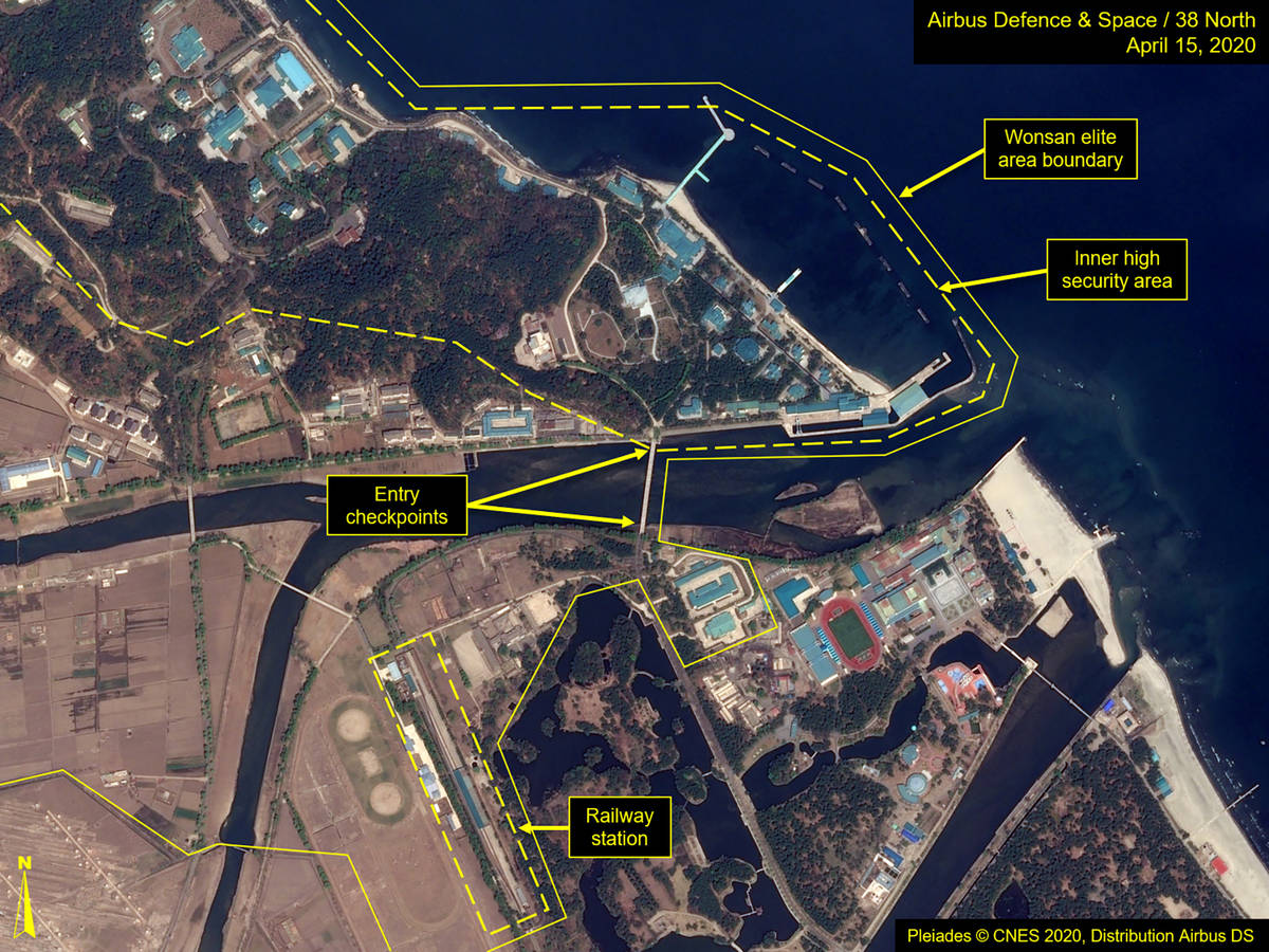 This Wednesday, April 15, 2020, satellite image provided by Airbus Defence & Space and anno ...