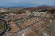 Aerial view of housing construction sites at The Peaks, a new development at Lake Las Vegas, th ...
