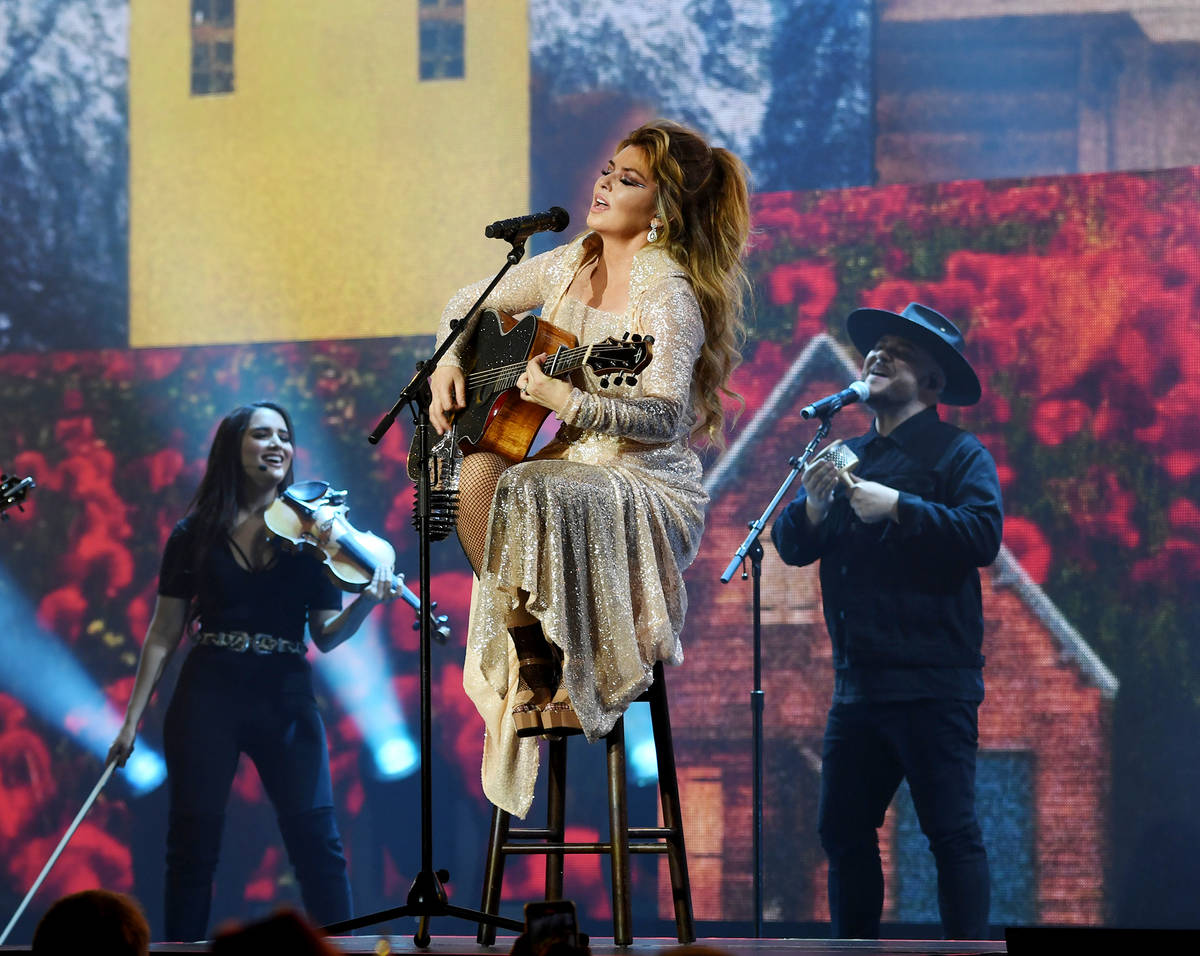 Shania Twain performs on opening night of her "Let's Go" residency at Zappos Theater at Planet ...