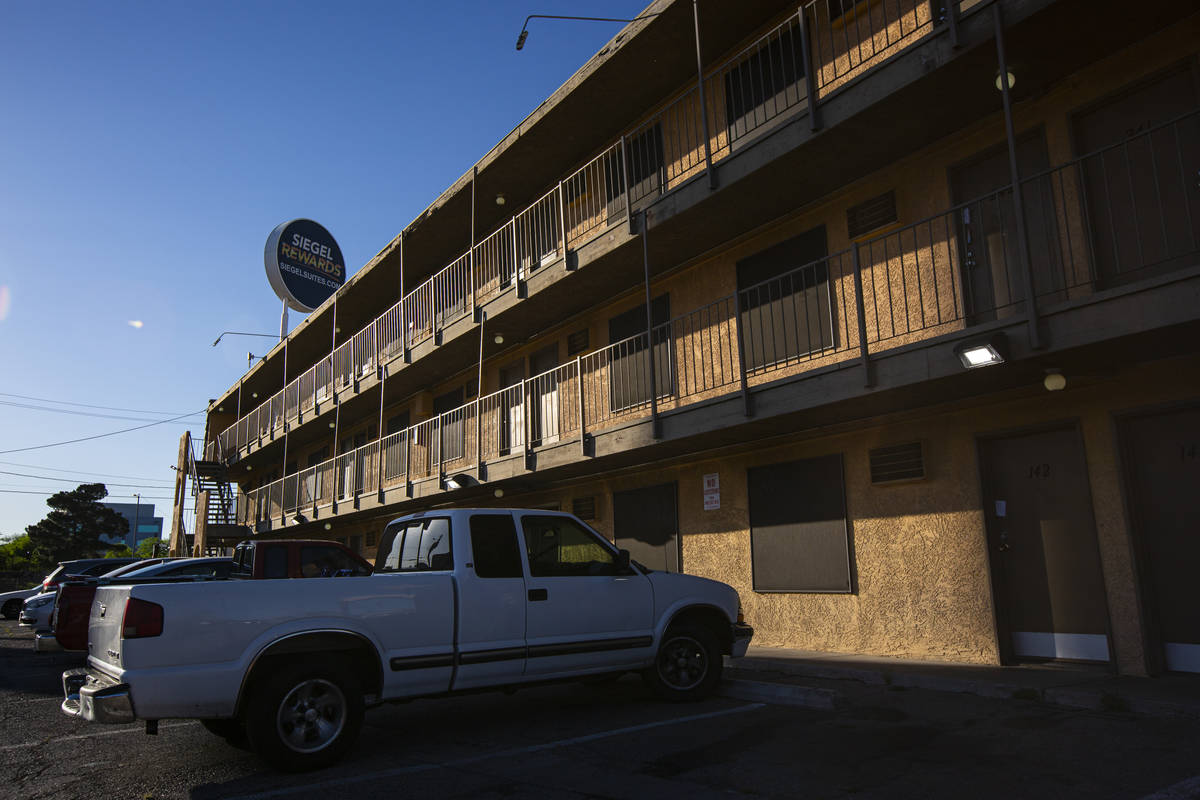 A view of Siegel Suites at Bonanza Road and Las Vegas Boulevard in Las Vegas on Tuesday, April ...