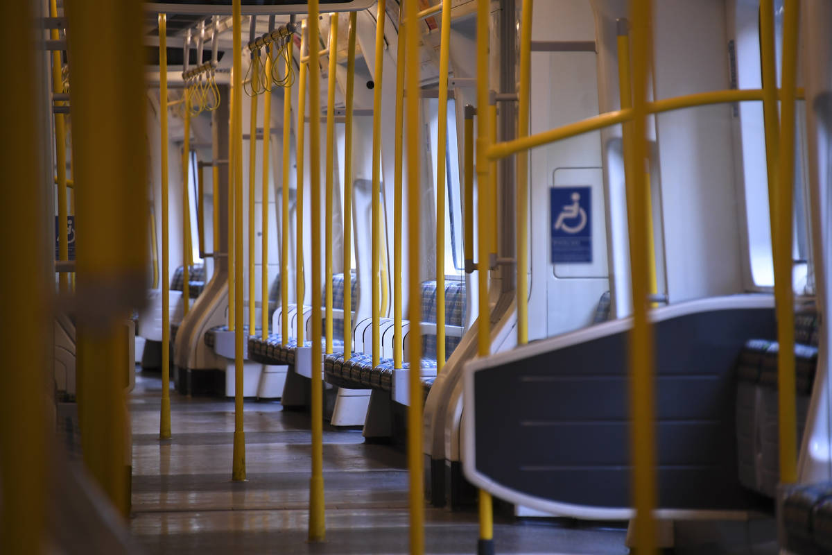 An empty underground train in London, Tuesday April 28, 2020, as the lockdown continues due to ...