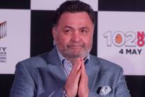 In this April 19, 2018 file photo, Bollywood actor Rishi Kapoor greets media as he arrives for ...