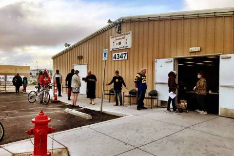 Members of the community lineup to receive a free meal at VFW Post 10047. (VFW Post 10047)