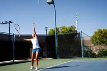 Samantha Crawford, 17, practices before the Party Rock Open tennis tournament at the Darling Te ...
