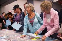 Lois Anderson speaks with city officials at a meeting the city hosted to provide information an ...