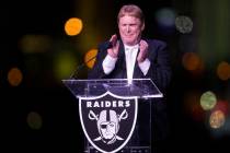 Raiders Owner Mark Davis during the Raiders stadium groundbreaking ceremony in Las Vegas, Monda ...