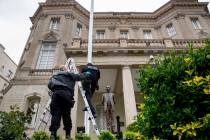 A statue of Cuban national hero Jose Marti is visible behind Secret Service investigators as th ...