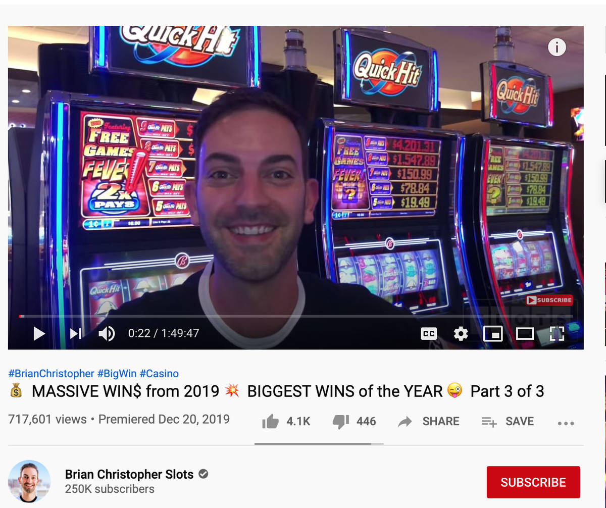 A screenshot of a video on YouTuber Brian Christopher's channel "Brian Christopher Slots".