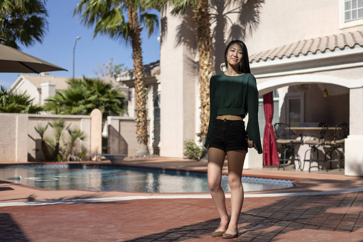 Brittney Tran, a senior at Nevada State High School, at her home on Friday, May 1, 2020, in Hen ...