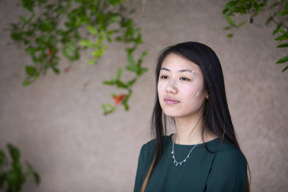 Brittney Tran, a senior at Nevada State High School, at her home on Friday, May 1, 2020, in Hen ...