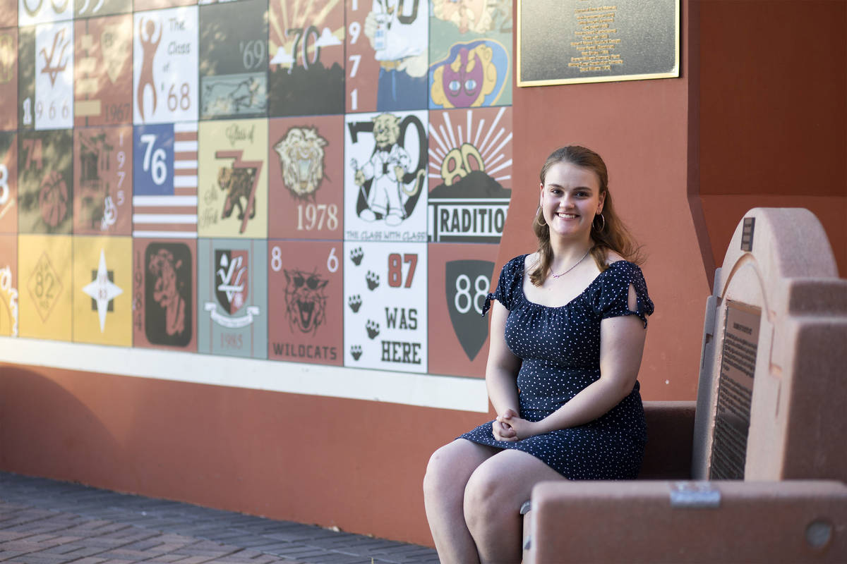 Isabella Tollefson, one of the valedictorians at Las Vegas Academy of the Arts, poses for a por ...