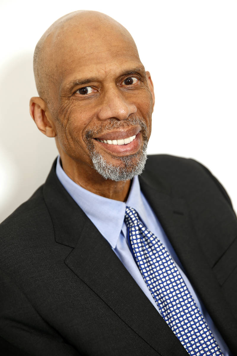 Retired NBA basketball player and author Kareem Abdul-Jabbar poses for a portrait on Monday, Ma ...