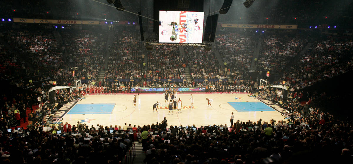Players of the Eastern and Western conferences take part in the tip-off of the NBA All-Star Gam ...